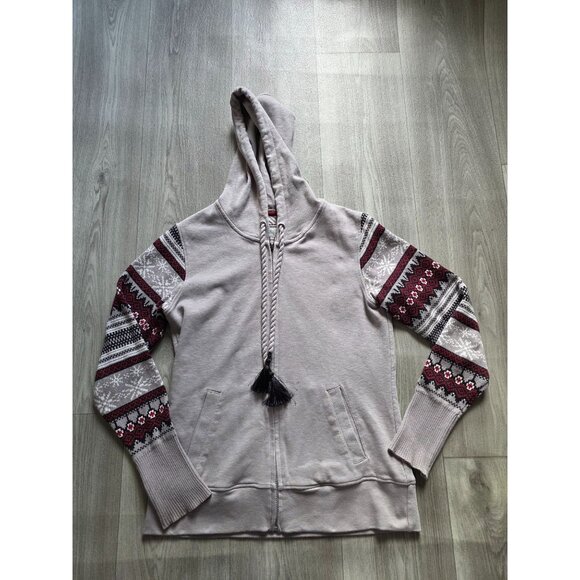 Natural Reflections Hooded Zip-Up Sweatshirt Nordic Tassel Drawstrings M - Picture 5 of 8